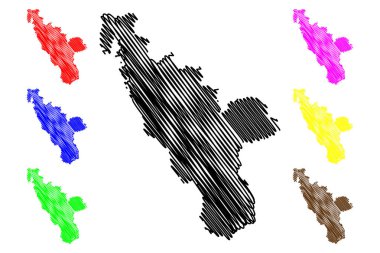 Halland County (İsveç Eyaletleri, İsveç Krallığı) harita vektör illüstrasyon, karalama kroki Halland harita