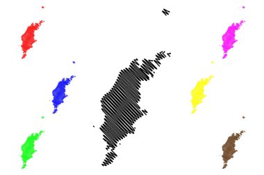 Gotland County (İsveç Eyaletleri, İsveç Krallığı) harita vektör illüstrasyon, karalama kroki Gotland ada haritası