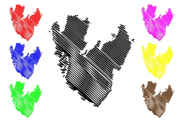 Comté de Vastra Gotaland (Comtés de Suède, Royaume de Suède) illustration vectorielle de la carte, croquis à croquis Vstra Gotaland carte — Image vectorielle