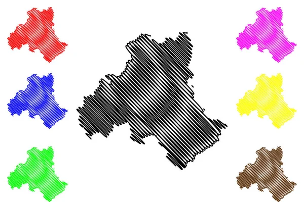 Heves County (Macaristan, Macaristan ilçeleri) harita vektör illüstrasyon, karalama kroki Heves harita — Stok Vektör