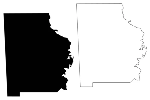 Washington County, Alabama (County di Alabama, Amerika Serikat, Amerika Serikat, AS, AS) gambar vektor peta, sketsa coretan peta Washington - Stok Vektor