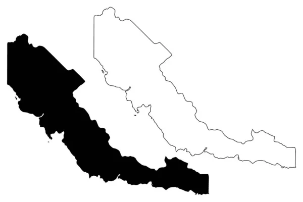 Província Central (Estado Independente da Papua Nova Guiné, PNG, Províncias da Papua Nova Guiné) mapa ilustração vetorial, esboço de rabiscos Central ma — Vetor de Stock