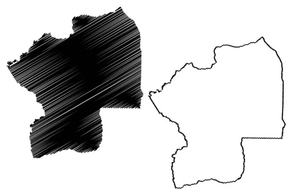 Região Centrale (República Togolesa, Regiões do Togo) mapa ilustração vetorial, esboço de rabiscos Mapa centrale —  Vetores de Stock