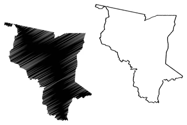 Savanes region (togolesiska republiken, regioner i Togo) karta vektor illustration, klotter skiss Savanes karta — Stock vektor