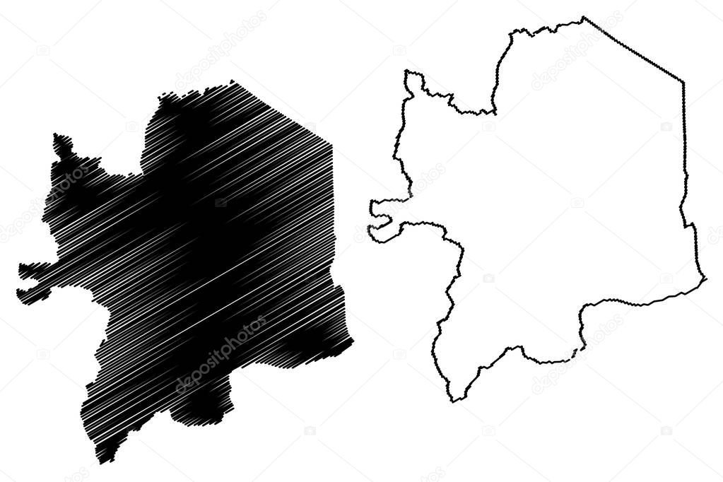 Kara Region (Togolese Republic, Regions of Togo) map vector illustration, scribble sketch Kara map