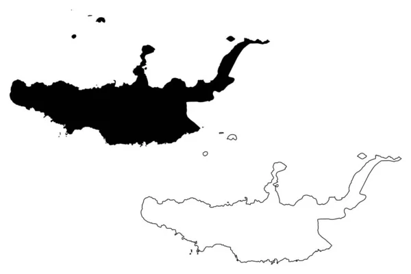Zachodnia Nowa Wielka Brytania (niezależne Państwo Papui-Nowej Gwinei, PNG, prowincje Papui-Nowej Gwinei) mapa wektorowa, szkic Bazgroły Zachodnia Nowa Brytania ma — Wektor stockowy
