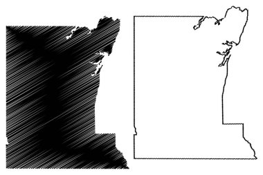 Rusk County, Teksas (Teksas'taki eyaletler, Amerika Birleşik Devletleri, Abd, ABD, Abd) harita vektör illüstrasyonu, karalama kroki Rusk haritası