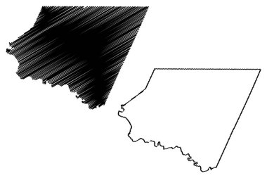 Starr County, Texas (Teksas'taki eyaletler, Amerika Birleşik Devletleri, ABD, ABD, Abd) harita vektör illüstrasyonu, karalama krokiSI Starr haritası