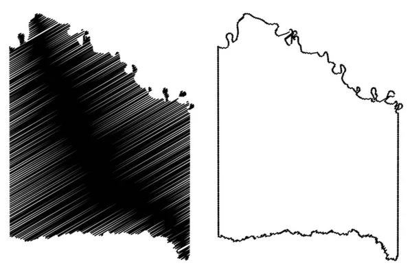 Condado de Red River, Texas (Condados no Texas, Estados Unidos da América, EUA, EUA) mapa ilustração vetorial, esboço de rabiscos Mapa de Red River — Vetor de Stock