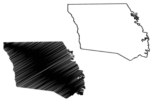 Contea di Shelby o Shelby County, Texas (contee in Texas, Stati Uniti d'America, Stati Uniti d'America, Stati Uniti d'America) mappa vettoriale illustrazione — Vettoriale Stock