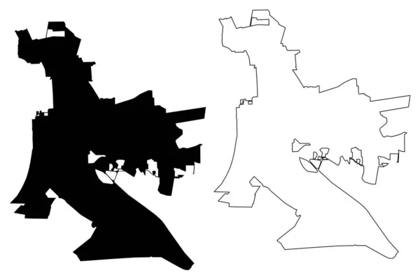 Baton Rouge City (města Spojených států, Spojené státy americké, město) mapa vektorového obrázku, náčrtek mapa města v Baton Rouge — Stockový vektor