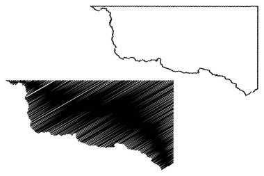Ward County, Teksas (Teksas'taki eyaletler, Amerika Birleşik Devletleri, Abd, ABD, Abd) harita vektör illüstrasyonu, karalama kroki Ward haritası