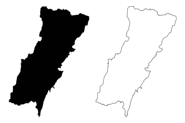 黎巴嫩山省（黎巴嫩共和国，黎巴嫩省）地图矢量插图，涂鸦素描黎巴嫩山马 — 图库矢量图片