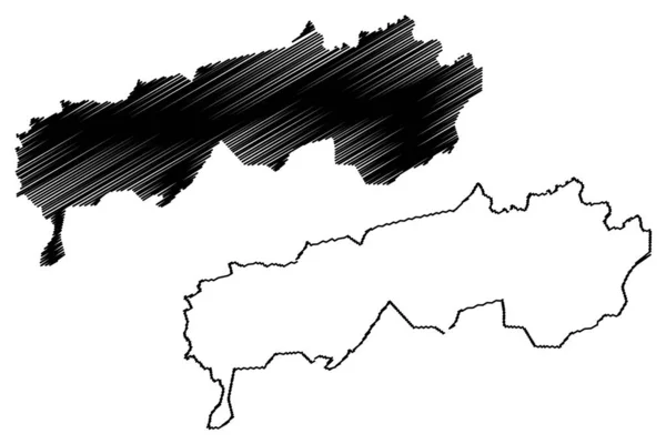 Kerületek republikánus alárendeltség (Tadzsikisztán, Tádzsikisztán régiói) a Térkép vektor illusztráció, firkál vázlat republikánus alárendeltség — Stock Vector