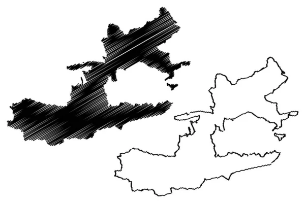 Región de Sughd (República de Tayikistán, Regiones de Tayikistán) mapa vector ilustración, boceto de garabato Sughd ma — Vector de stock