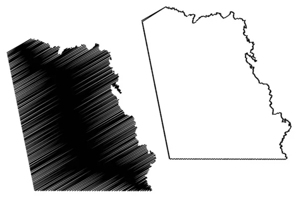 Tyler County, Texas (Condados no Texas, Estados Unidos da América, EUA, EUA) mapa ilustração vetorial, scribble esboço Tyler mapa — Vetor de Stock