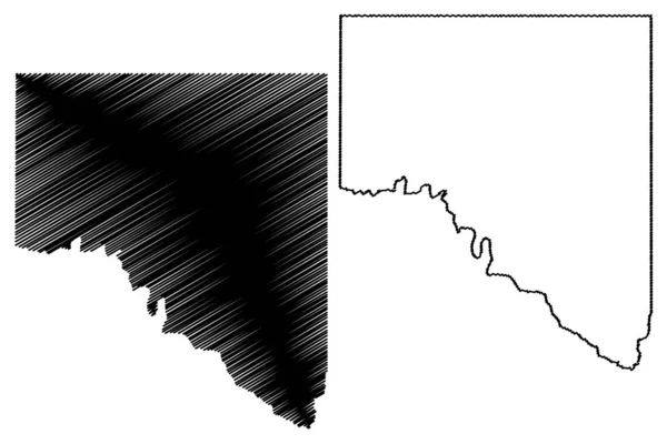 Condado de Val Verde, Texas (condados de Texas, Estados Unidos de América, EE.UU., EE.UU., EE.UU.) mapa vector ilustración, garabato bosquejo mapa de Val Verde — Vector de stock