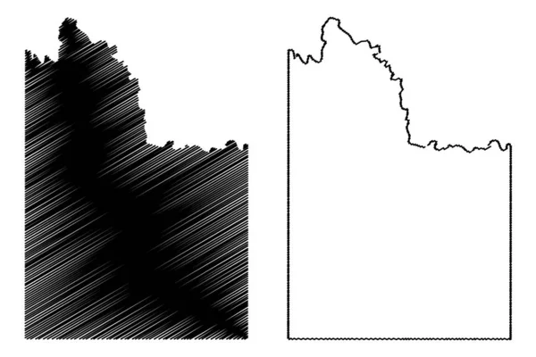 Wilbarger County, Texas (графства Техаса, США, США, США) map vector illustration, scribble sketch Wilbarger map — стоковый вектор