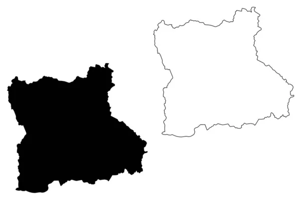 Propinsi Blagoevgrad (Republik Bulgaria, Provinsi Bulgaria) gambar vektor peta, sketsa coretan Peta Pirin Macedonia - Stok Vektor