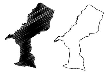 Elias Pina Eyaleti (Dominik Cumhuriyeti, Hispaniola, Dominik Cumhuriyeti Eyaletleri) harita vektör illüstrasyon, karalama kroki Elias Pina harita