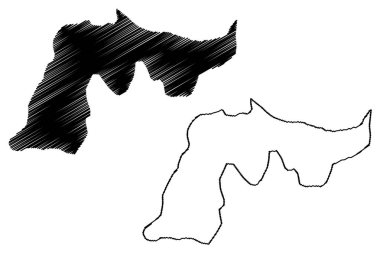 Espaillat Eyaleti (Dominik Cumhuriyeti, Hispaniola, Dominik Cumhuriyeti Eyaletleri) harita vektör illüstrasyon, karalama kroki Espaillat ma