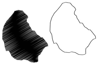 Monsenor Nouel Eyaleti (Dominik Cumhuriyeti, Hispaniola, Dominik Cumhuriyeti Eyaletleri) harita vektör illüstrasyon, karalama kroki Monsenor Nouel ma