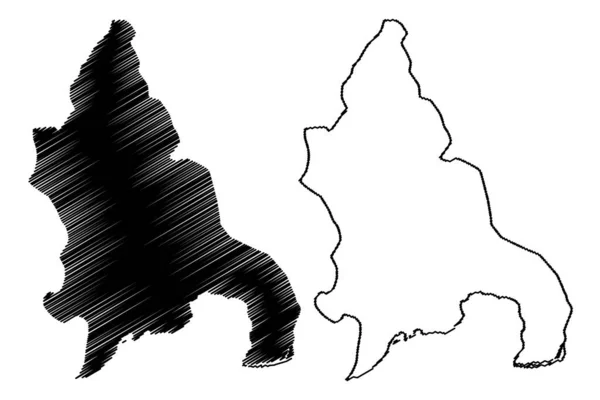 Província de Azua (República Dominicana, Hispaniola, Províncias da República Dominicana) mapa ilustração vetorial, esboço de rabiscos Azua ma — Vetor de Stock