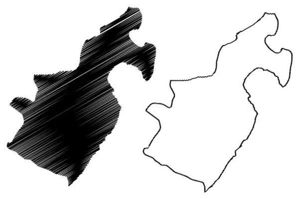 Barahona provinz (dominikanische republik, hispaniola, provinzen der dominikanischen republik) kartenvektorillustration, kritzelskizze barahona ma — Stockvektor