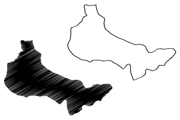 Επαρχία Ντουάρτε (Δομινικανή Δημοκρατία, Ισπανιόλα, επαρχίες της Δομινικανή Δημοκρατίας) Χάρτης απεικόνιση διάνυσμα, σκίτσο σκριβ Duarte MA — Διανυσματικό Αρχείο