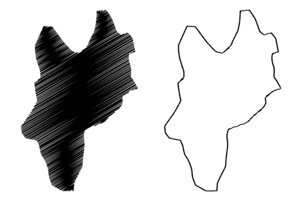 Hermanas Mirabal Province (República Dominicana, Hispaniola, províncias da República Dominicana) mapa ilustração do vetor, esboço do Rabisco Hermanas Mirabal ma —  Vetores de Stock