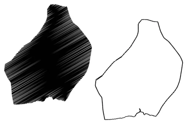 라 로마나 주 (도미니카 공화국, 히스파니올라, 도미니카 공화국의 지방) 지도 벡터 일러스트레이션, 낙서 스케치 라 로마나 마 — 스톡 벡터