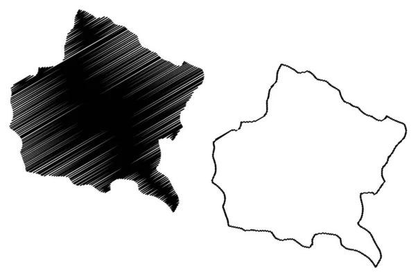 Prowincja San Juan (Dominikana, Hispaniola, prowincje Dominikany) mapa ilustracji wektorowych, szkic bazgrołów San Juan ma — Wektor stockowy