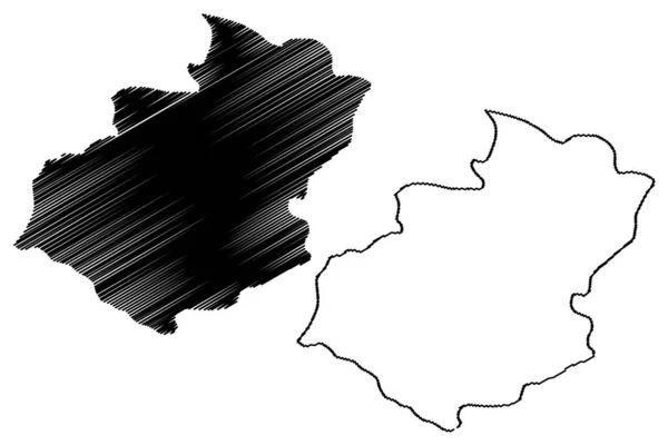 Provincia de Santiago (República Dominicana, Hispaniola, Provincias de la República Dominicana) mapa vector ilustración, boceto garabato Santiago ma — Vector de stock