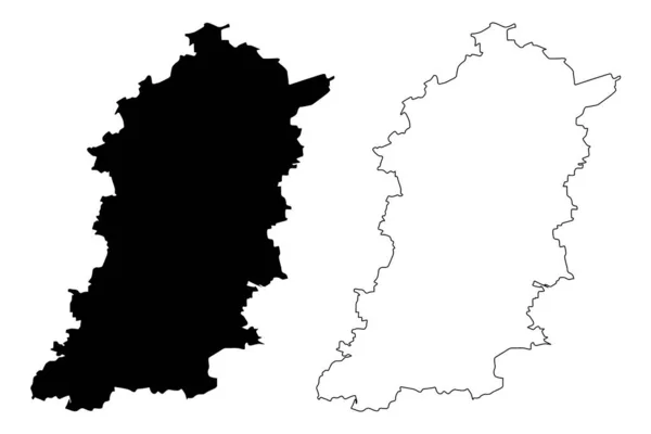Şumen Eyaleti (Bulgaristan Cumhuriyeti, Bulgaristan İlleri) harita vektör illüstrasyon, karalama kroki Shumen haritası — Stok Vektör