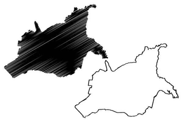 Департамент Каагуасу (департаменты Парагвая, Республика Парагвай) иллюстрация вектора карты, каракули эскиз Caaguazu ma — стоковый вектор