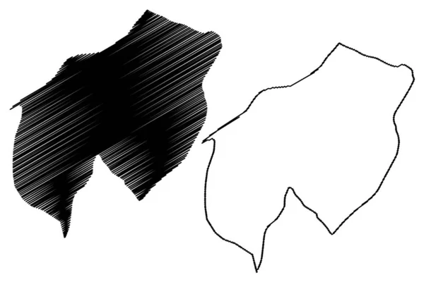Departamento de Distrito Capital (Departamentos de Paraguay, República de Paraguay) mapa vector ilustración, garabato boceto Asunción Ciudad y Distrito ma — Vector de stock