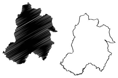 Paraguari Bölümü (Paraguay Bölümleri, Paraguay Cumhuriyeti) harita vektör illüstrasyon, karalama kroki Paraguari ma