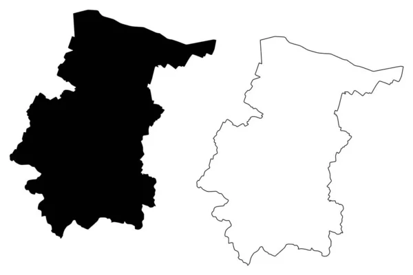 Vratsa Province (Bulgarije, provincies van Bulgarije) kaart vector illustratie, Krabbel schets Vraca Okrug kaart — Stockvector