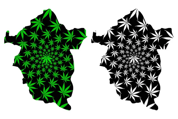 Enugu State (Subdivision of Nigeria, Federated state of Nigeria) map is designed cannabis leaf green and black, Enugu map made of marijuana (marihuana, THC) foliag — Vector de stock