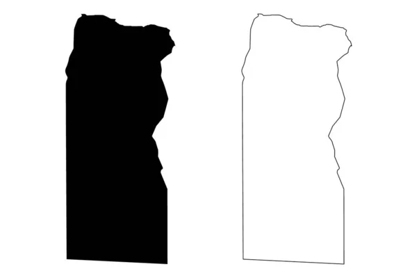 Butnan District (Distritos da Líbia, Estado da Líbia, Cirenaica) mapa ilustração vetorial, esboço de rabiscos Butnan mapa — Vetor de Stock