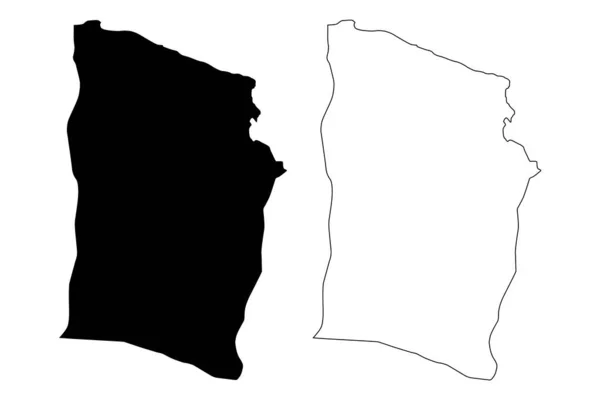 Distretto di Derna (Distretti di Libia, Stato della Libia, Cirenaica) mappa vettoriale illustrazione, abbozzo scarabocchiare Derna mappa — Vettoriale Stock