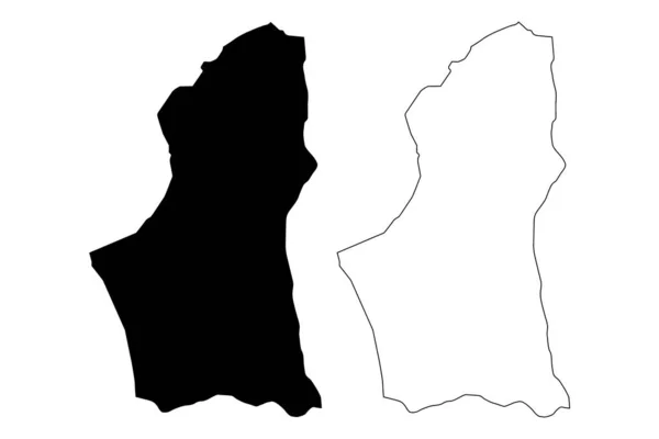 Nalut district (districten van Libië, staat van Libië, Tripolitania) kaart vector illustratie, Krabbel schets Nalut kaart — Stockvector