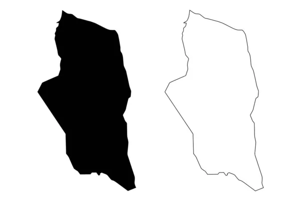 Ghat (okres Libye, stát Libye, Fezzan) mapa vektorového obrázku, náčrtek Yat mapa — Stockový vektor