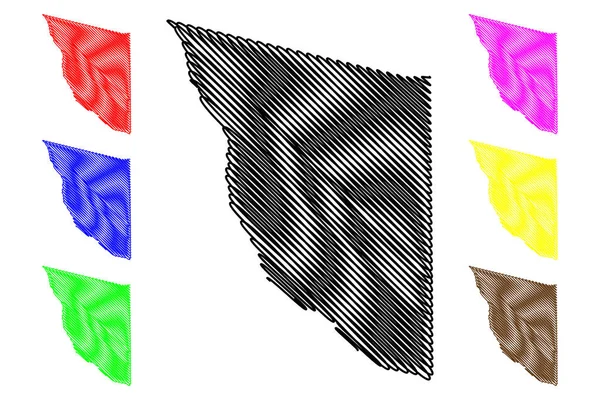 Condado de Presidio, Texas (Condados em Texas, Estados Unidos da América, EUA, EUA) mapa ilustração vetorial, esboço de rabiscos Mapa de Presidio — Vetor de Stock