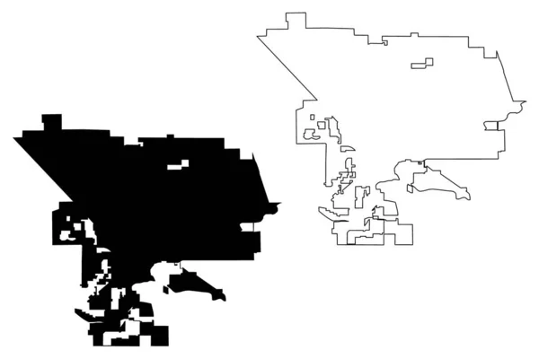 Modesto City (cidades dos Estados Unidos, Estados Unidos da América, EUA cidade) mapa ilustração vetorial, esboço de rabiscos Cidade de Modesto mapa — Vetor de Stock
