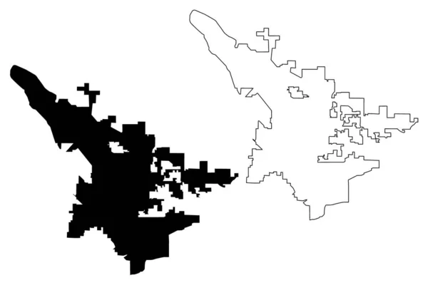 圣贝纳迪诺市（美国城市，美国，美国城市）地图矢量插图，涂鸦素描圣贝纳迪诺市地图 — 图库矢量图片