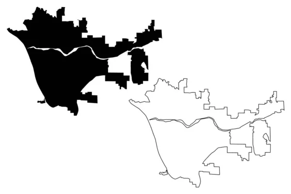 Santa Clarita City (Estados Unidos da América, Estados Unidos da América, EUA) mapa vetorial ilustração, esboço de rabiscos Cidade de Santa Clarita mapa — Vetor de Stock