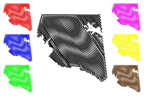 Rains county, texas (counties in texas, vereinigte staaten von amerika, usa, uss., us) kartenvektorillustration, kritzelskizze regenkarte — Stockvektor