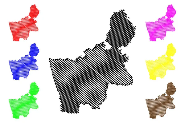 Región de Grodno (República de Bielorrusia, Bielorrusia o Bielorrusia, Regiones de Bielorrusia) mapa vector ilustración, boceto de garabato Hrodna mapa — Archivo Imágenes Vectoriales