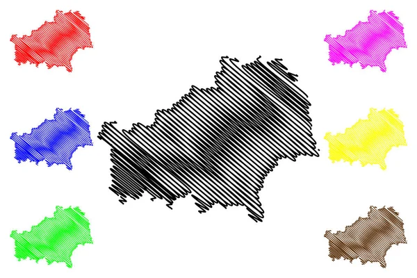 Région de Gomel (République de Biélorussie, Biélorussie ou Biélorussie, Régions de Biélorussie) illustration vectorielle de carte, croquis à griffes Homyel Voblasc carte — Image vectorielle